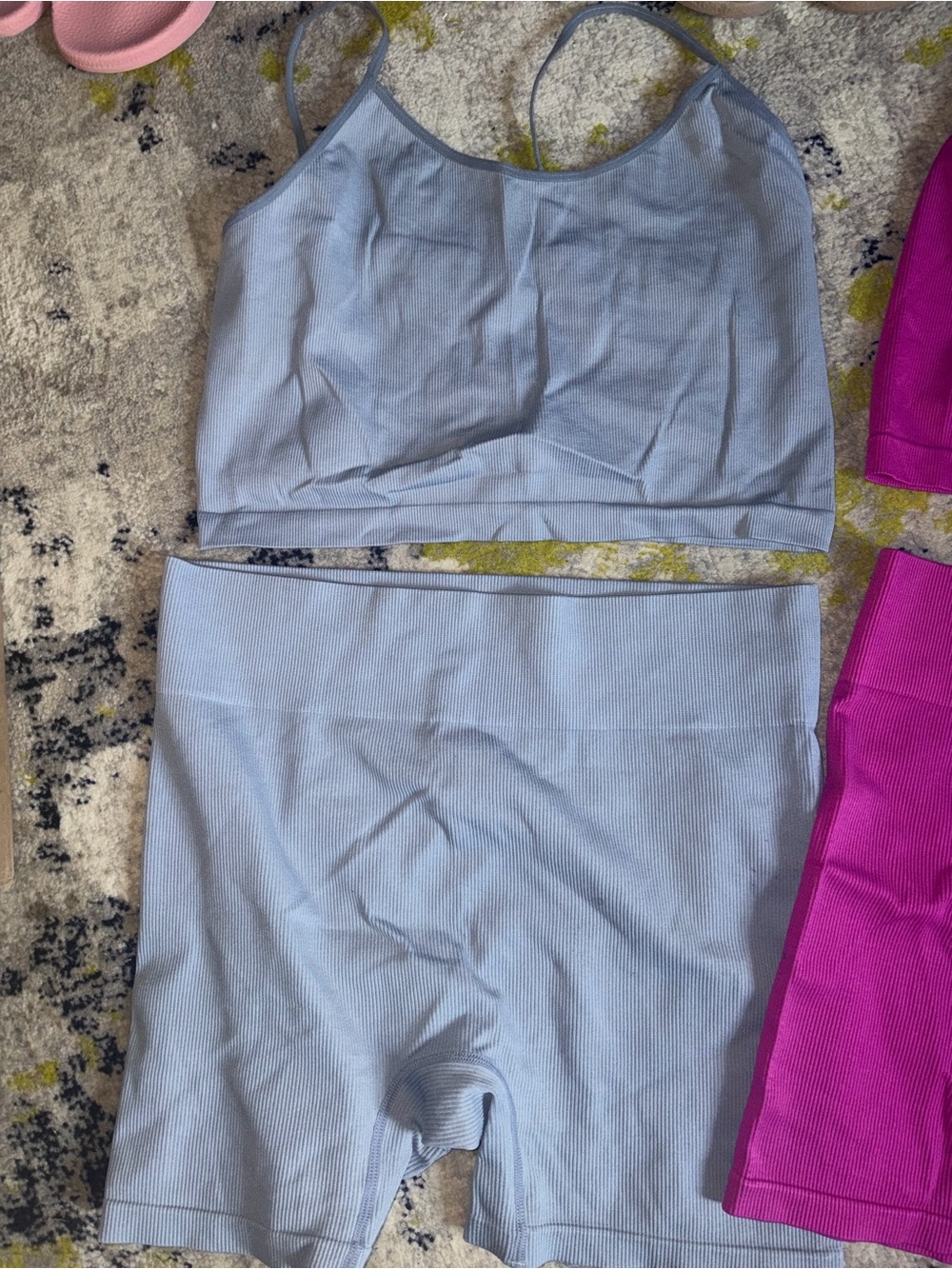 wild fable Light Blue tank & Bike Shorts Set